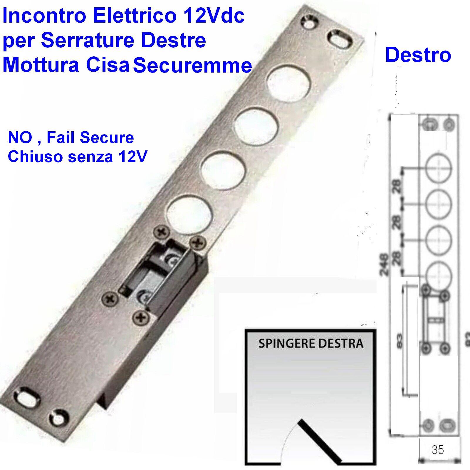 Incontro Elettrico 12V Destro tipo Mottura Cisa Securemme